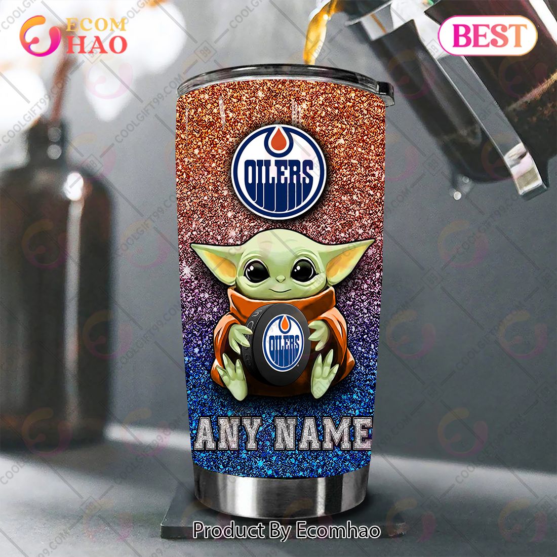 Personalized NHL Edmonton Oilers Baby Yoda Tumbler