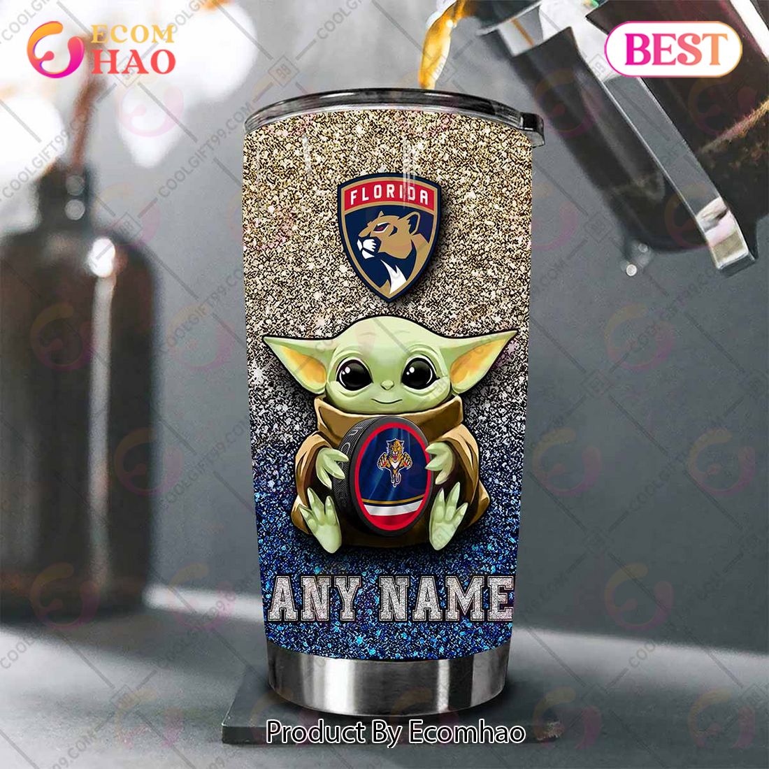 Personalized NHL Florida Panthers Baby Yoda Tumbler