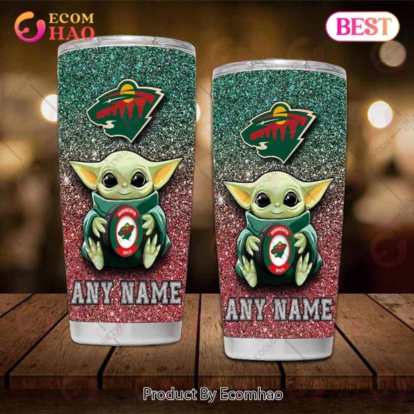Personalized NHL Minnesota Wild Baby Yoda Tumbler