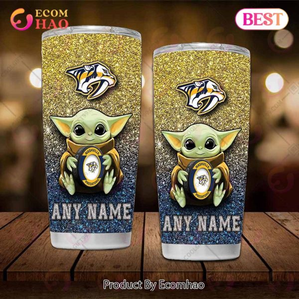 Personalized NHL Nashville Predators Baby Yoda Tumbler