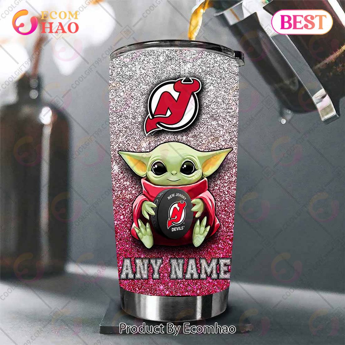 Personalized NHL New Jersey Devils Baby Yoda Tumbler