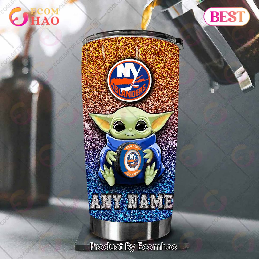 Personalized NHL New York Islanders Baby Yoda Tumbler