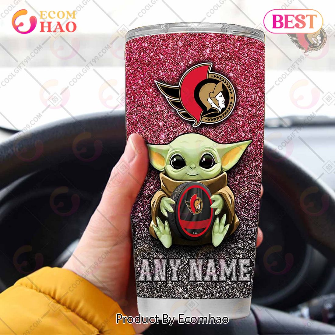 Personalized NHL Ottawa Senators Baby Yoda Tumbler