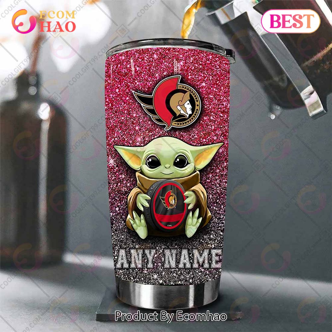 Personalized NHL Ottawa Senators Baby Yoda Tumbler