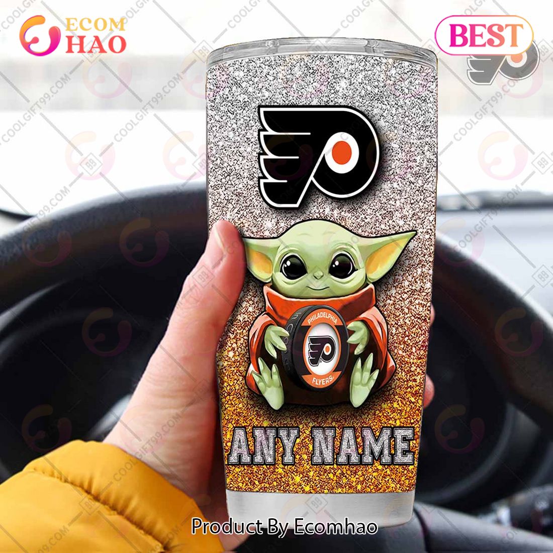 Personalized NHL Philadelphia Flyers Baby Yoda Tumbler