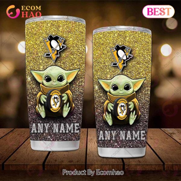 Personalized NHL Pittsburgh Penguins Baby Yoda Tumbler