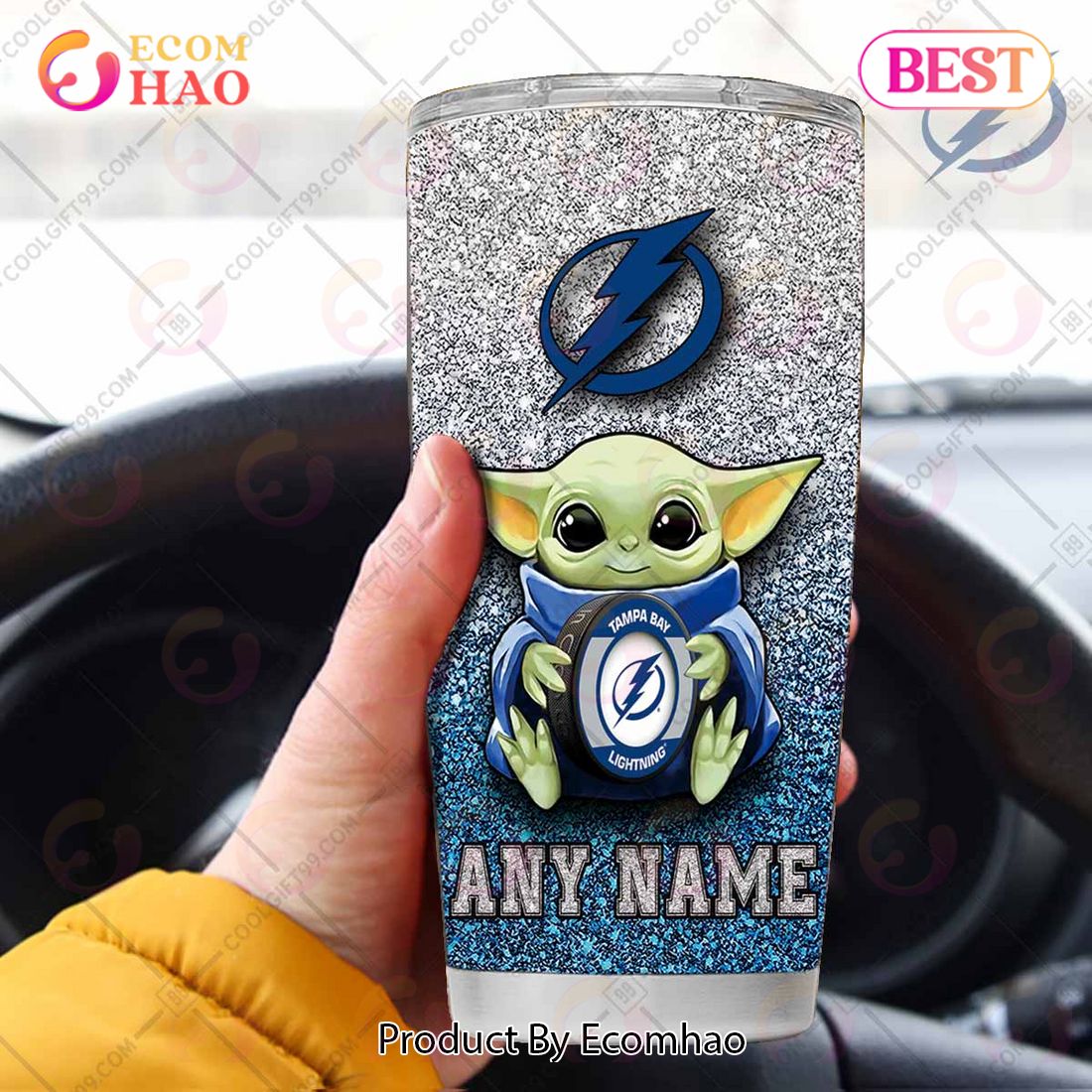 Personalized NHL Tampa Bay Lightning Baby Yoda Tumbler