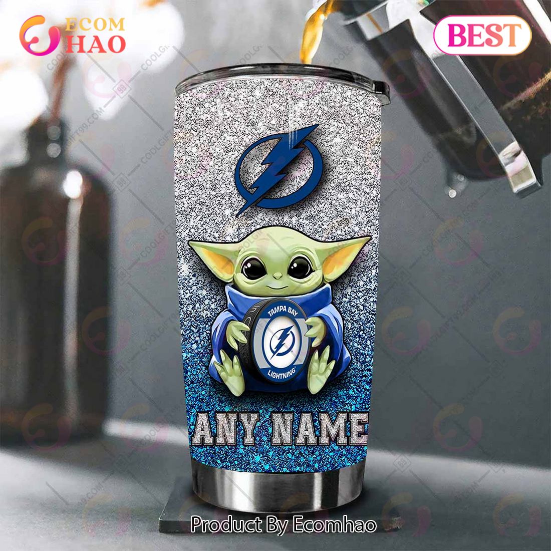 Personalized NHL Tampa Bay Lightning Baby Yoda Tumbler