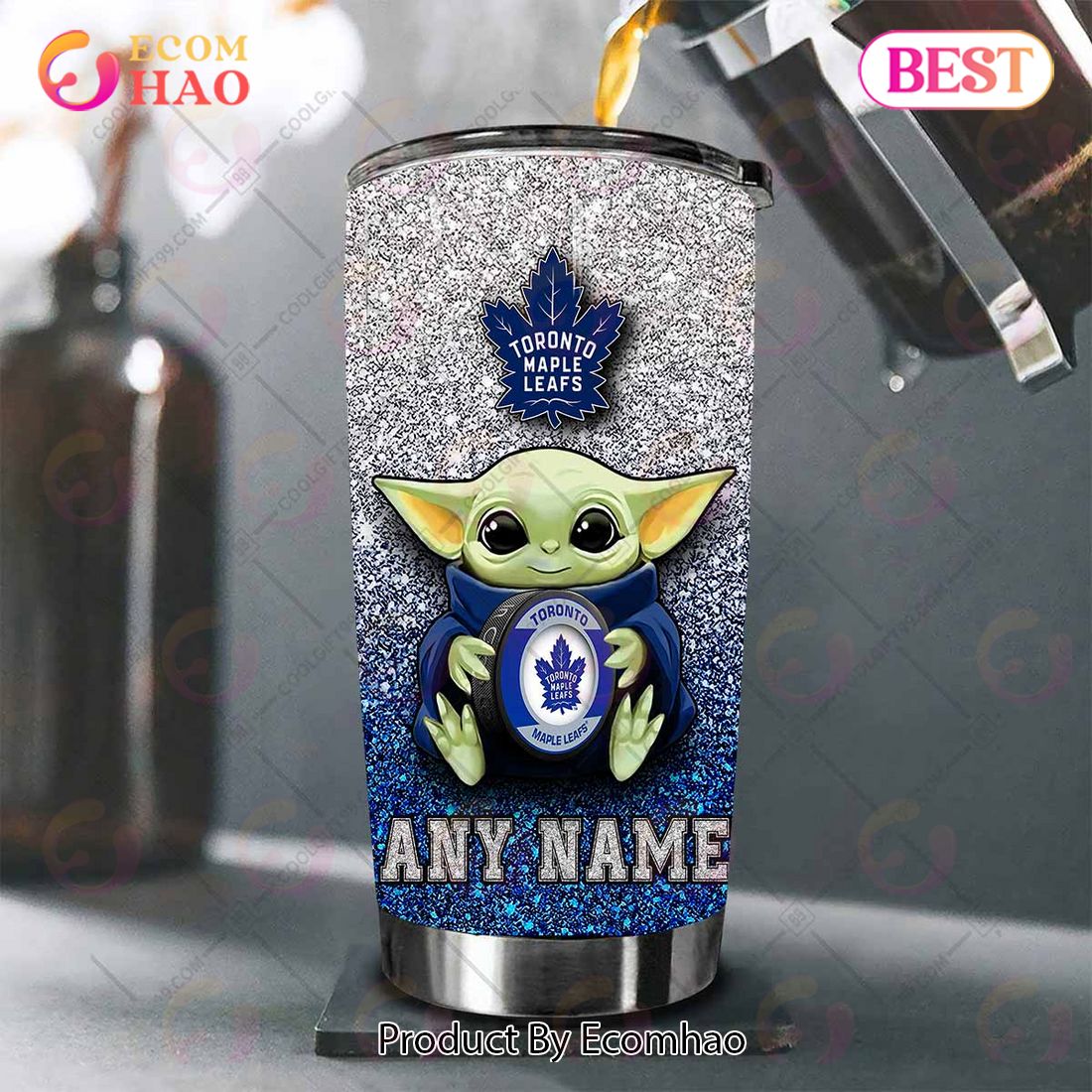 Personalized NHL Toronto Maple Leafs Baby Yoda Tumbler