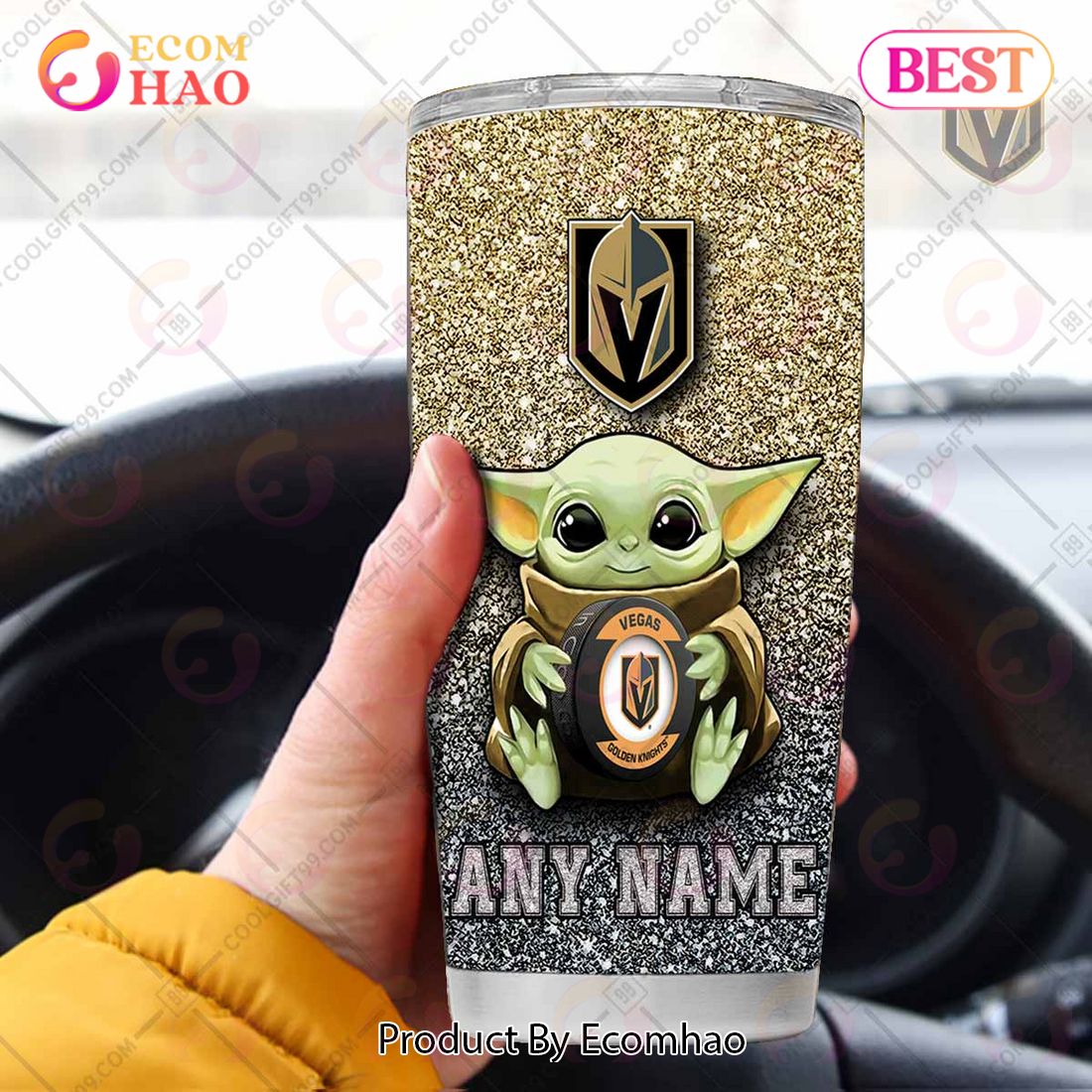 Personalized NHL Vegas Golden Knights Baby Yoda Tumbler