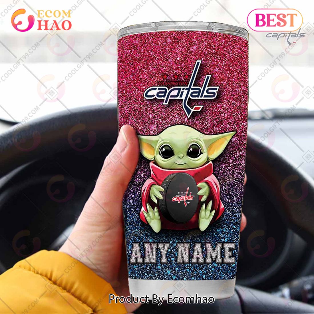 Personalized NHL Washington Capitals Baby Yoda Tumbler