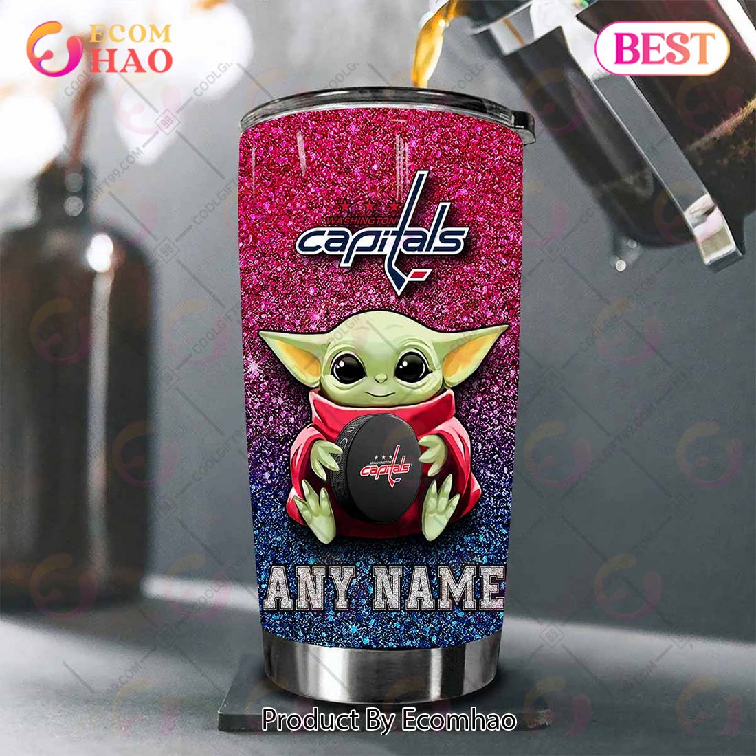 Personalized NHL Washington Capitals Baby Yoda Tumbler