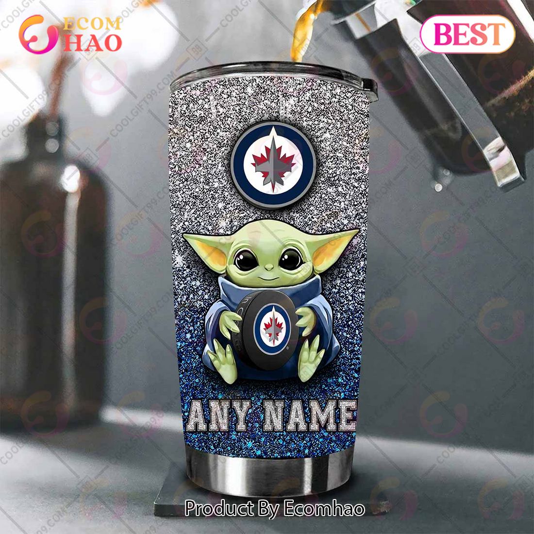 Personalized NHL Winnipeg Jets Baby Yoda Tumbler