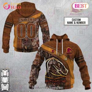Personalized NRL Brisbane Broncos Leather leaf Style 3D Hoodie