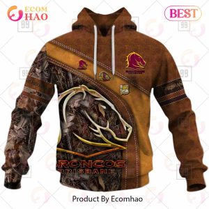 Personalized NRL Brisbane Broncos Leather leaf Style 3D Hoodie