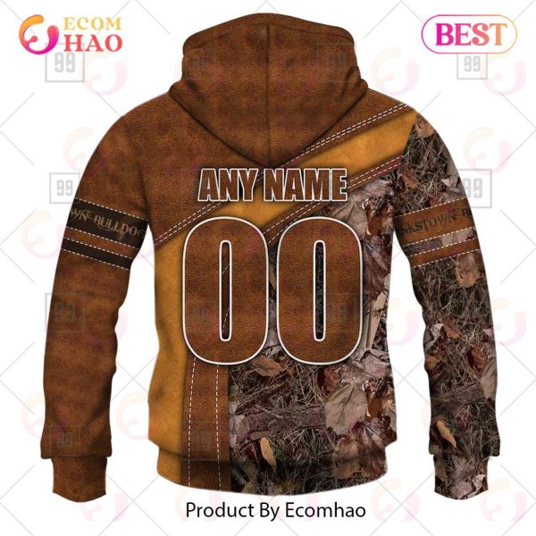 Personalized NRL Canterbury Bankstown Bulldogs Leather leaf Style 3D Hoodie