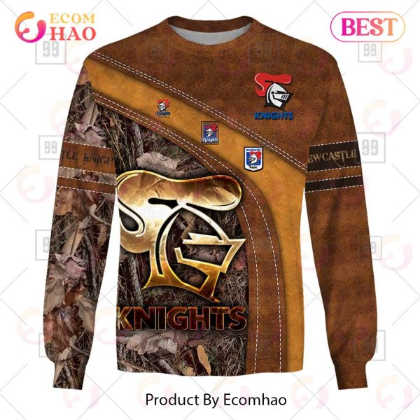 Personalized NRL Newcastle Knights Leather leaf Style 3D Hoodie