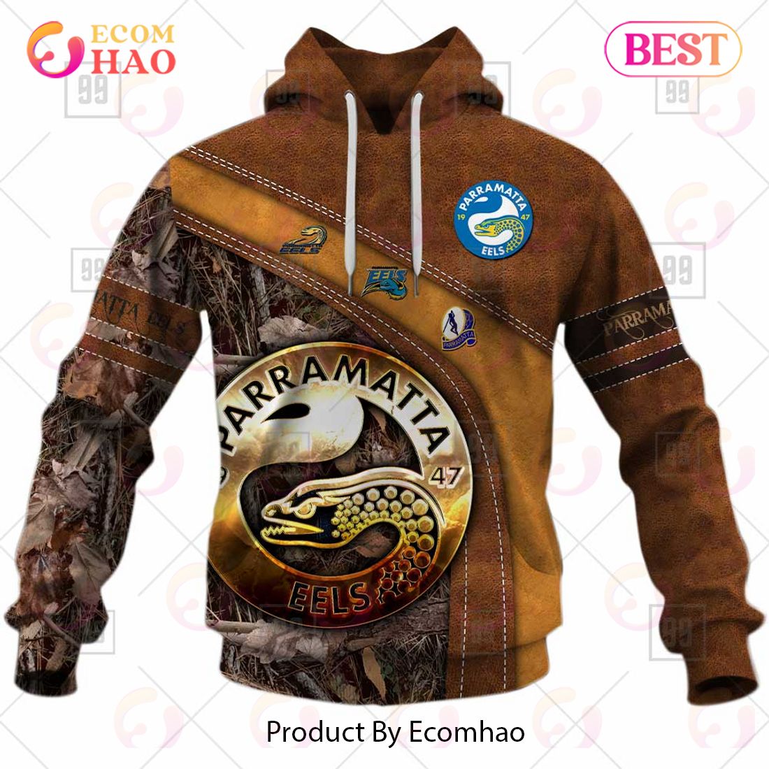 Personalized NRL Parramatta Eels Leather leaf Style 3D Hoodie