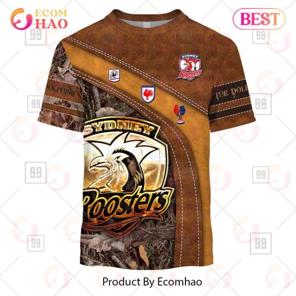 Personalized NRL Sydney Roosters Leather leaf Style 3D Hoodie
