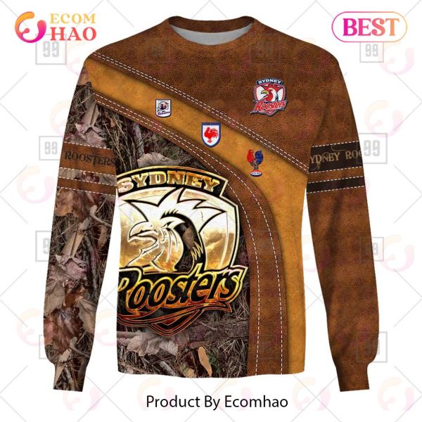 Personalized NRL Sydney Roosters Leather leaf Style 3D Hoodie