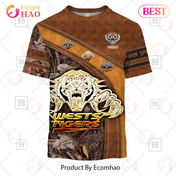 Personalized NRL Wests Tigers Leather leaf Style 3D Hoodie