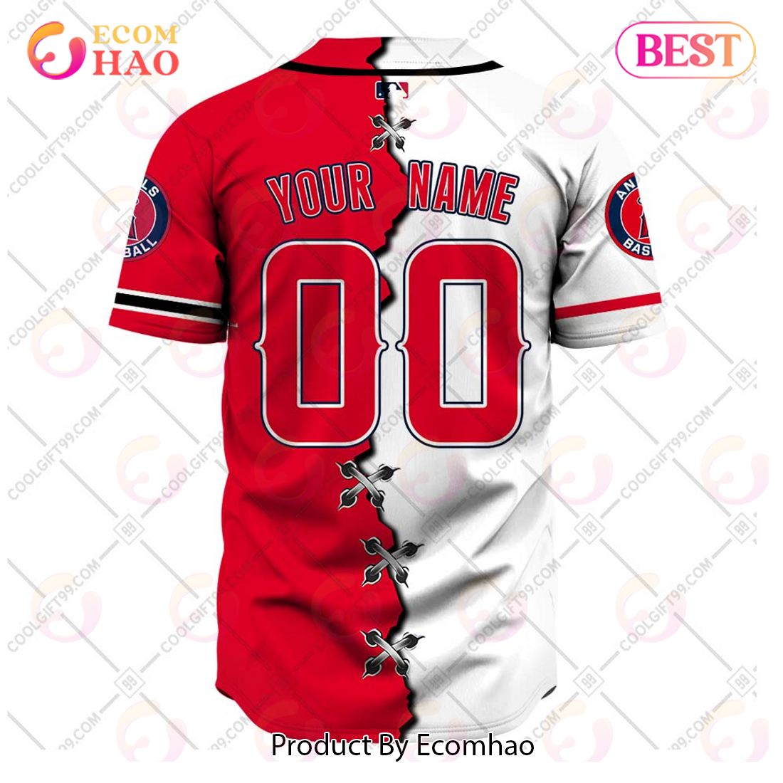 MLB Los Angeles Angels Mix Jersey Custom Personalized Hoodie Shirt