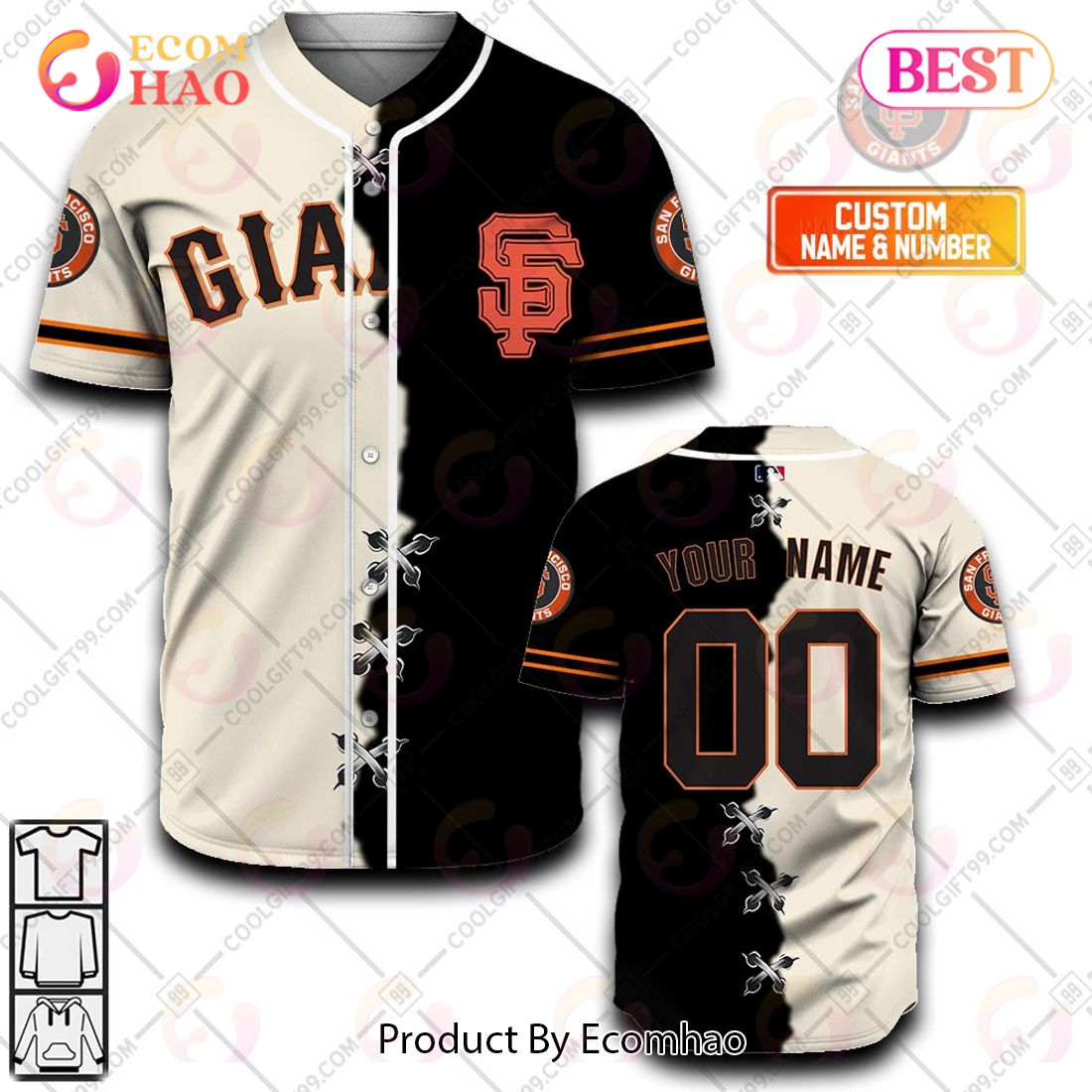 MLB San Francisco Giants Mix Jersey Custom Personalized Hoodie