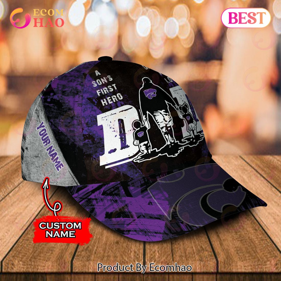 NCAA Kansas State Wildcats Custom Name Special Designed For Dad Cap – Gift For Dad