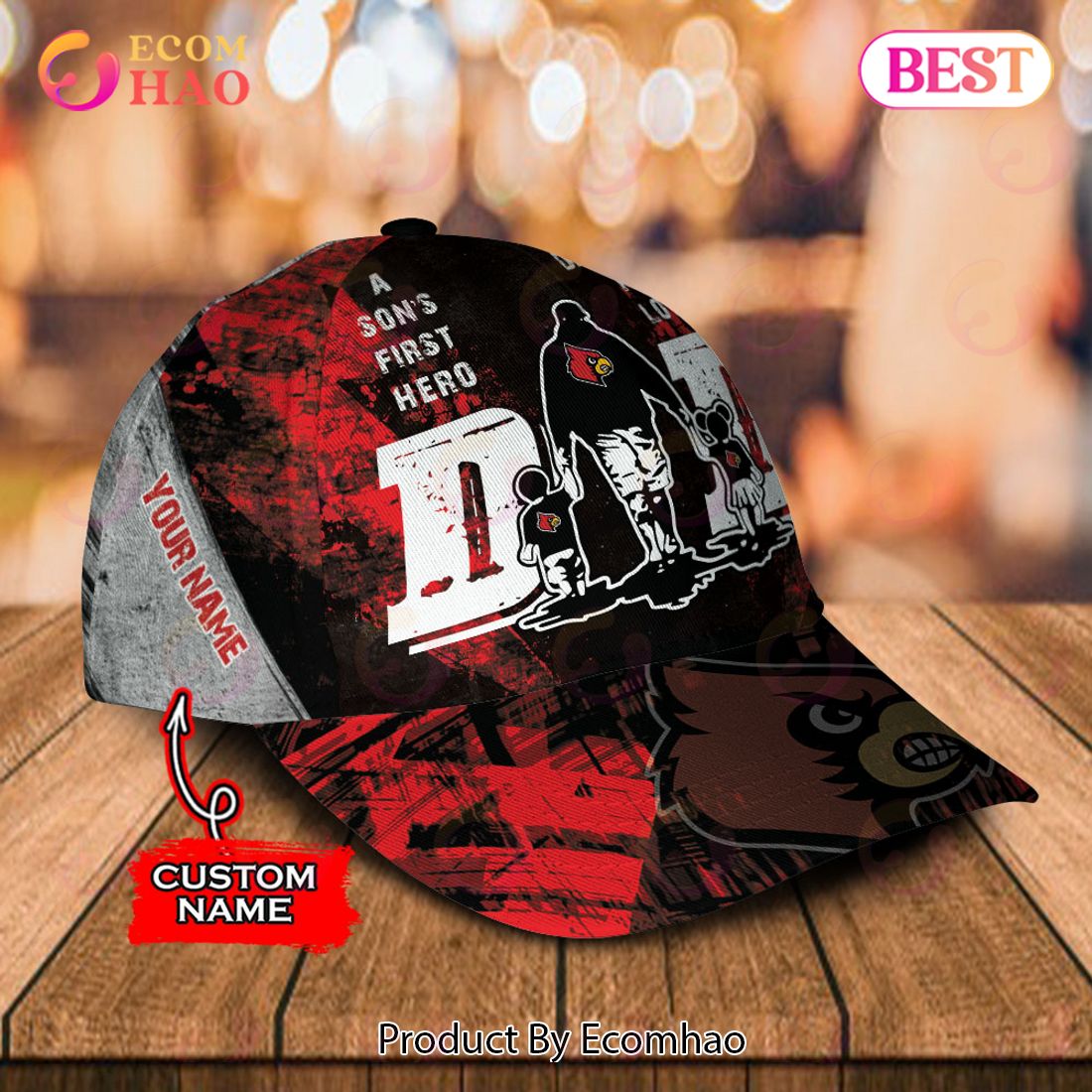 NCAA Louisville Cardinals Custom Name Special Designed For Dad Cap – Gift For Dad