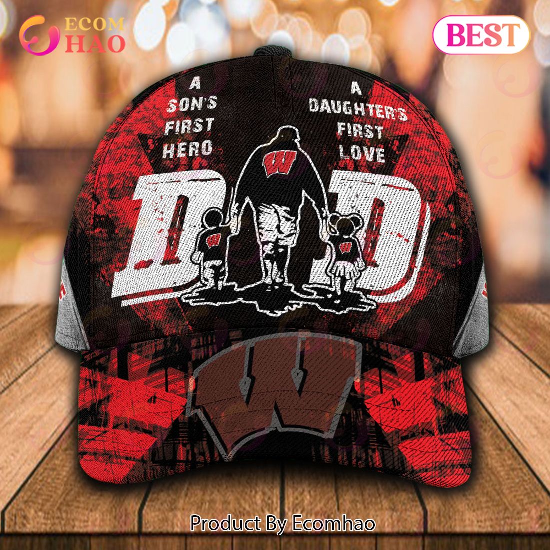 NCAA Wisconsin Badgers Custom Name Special Designed For Dad Cap – Gift For Dad