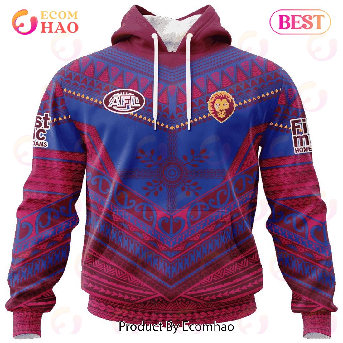 AFL Brisbane Lions Special Pasifika Design 3D Hoodie