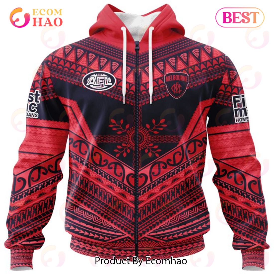 AFL Melbourne Football Club Special Pasifika Design 3D Hoodie