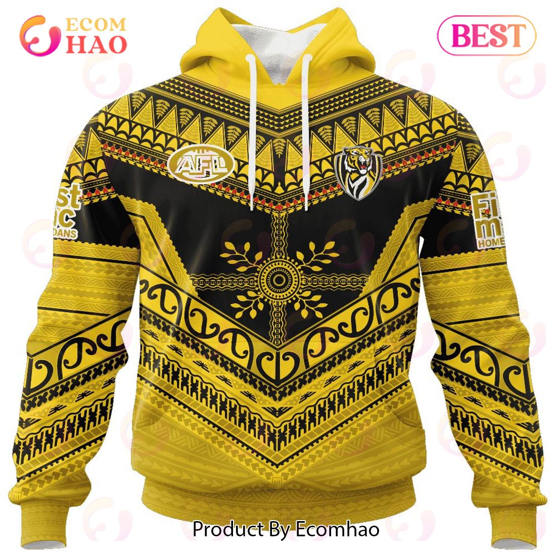 AFL Richmond Tigers Special Pasifika Design 3D Hoodie