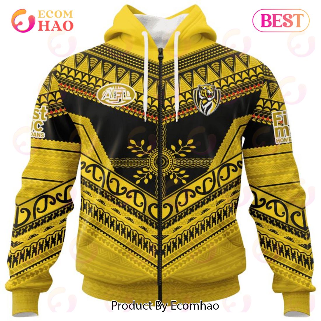 AFL Richmond Tigers Special Pasifika Design 3D Hoodie