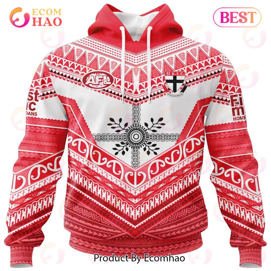 AFL St Kilda Football Club Special Pasifika Design 3D Hoodie