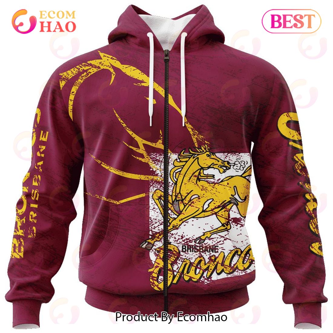 NRL Brisbane Broncos Special Retro Logo Design 3D Hoodie