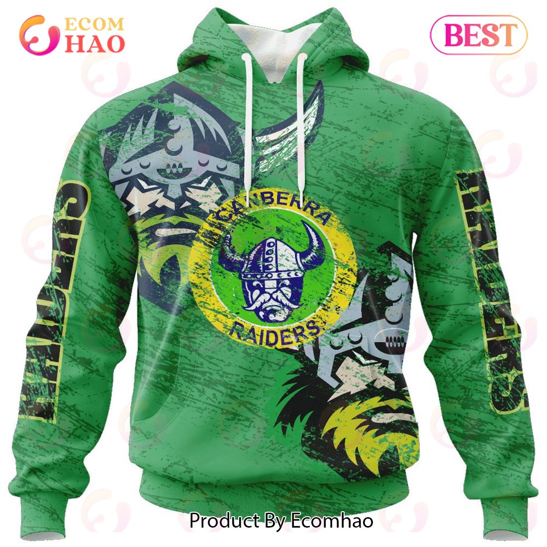 NRL Canberra Raiders Special Retro Logo Design 3D Hoodie