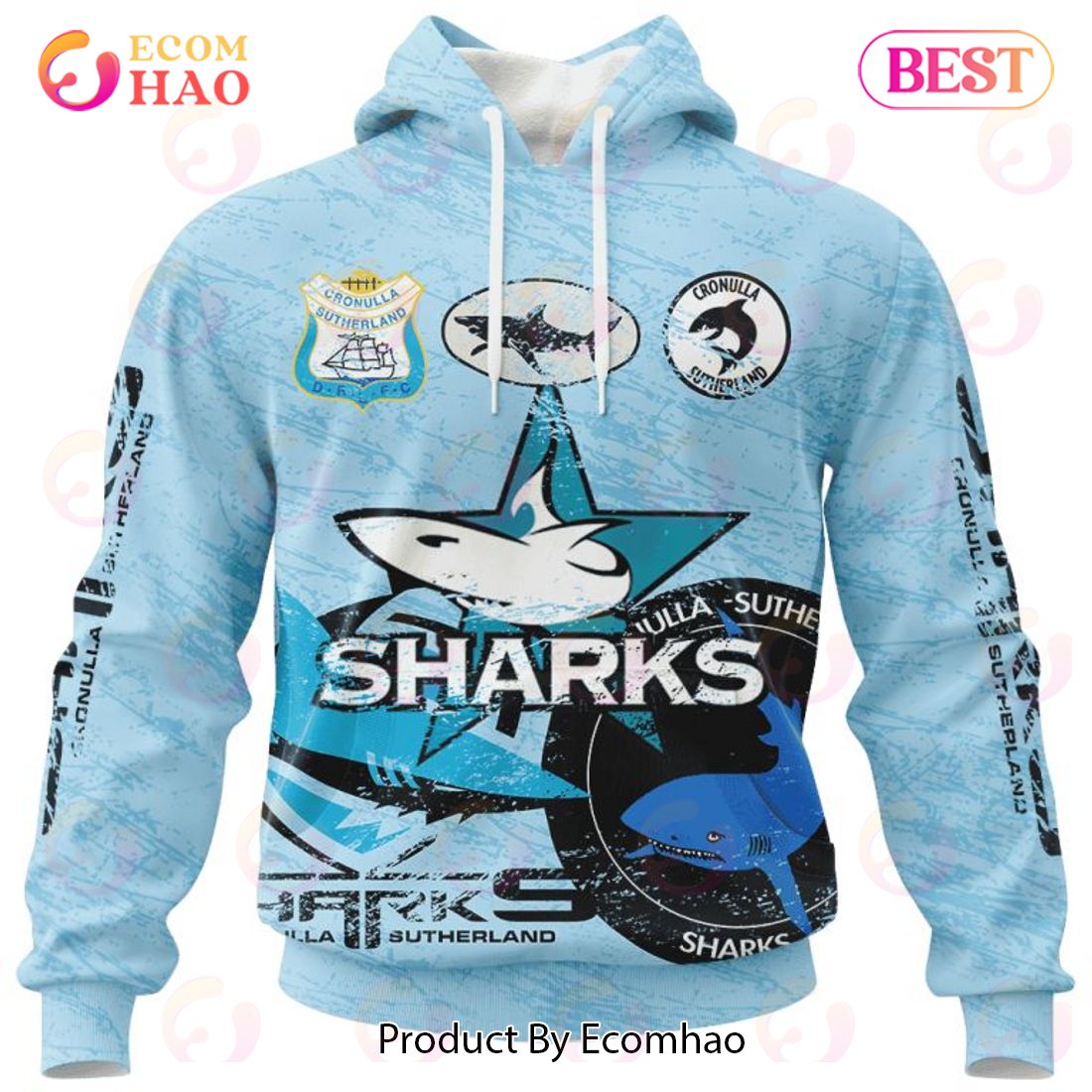 NRL Cronulla-Sutherland Sharks Special Retro Logo Design 3D Hoodie