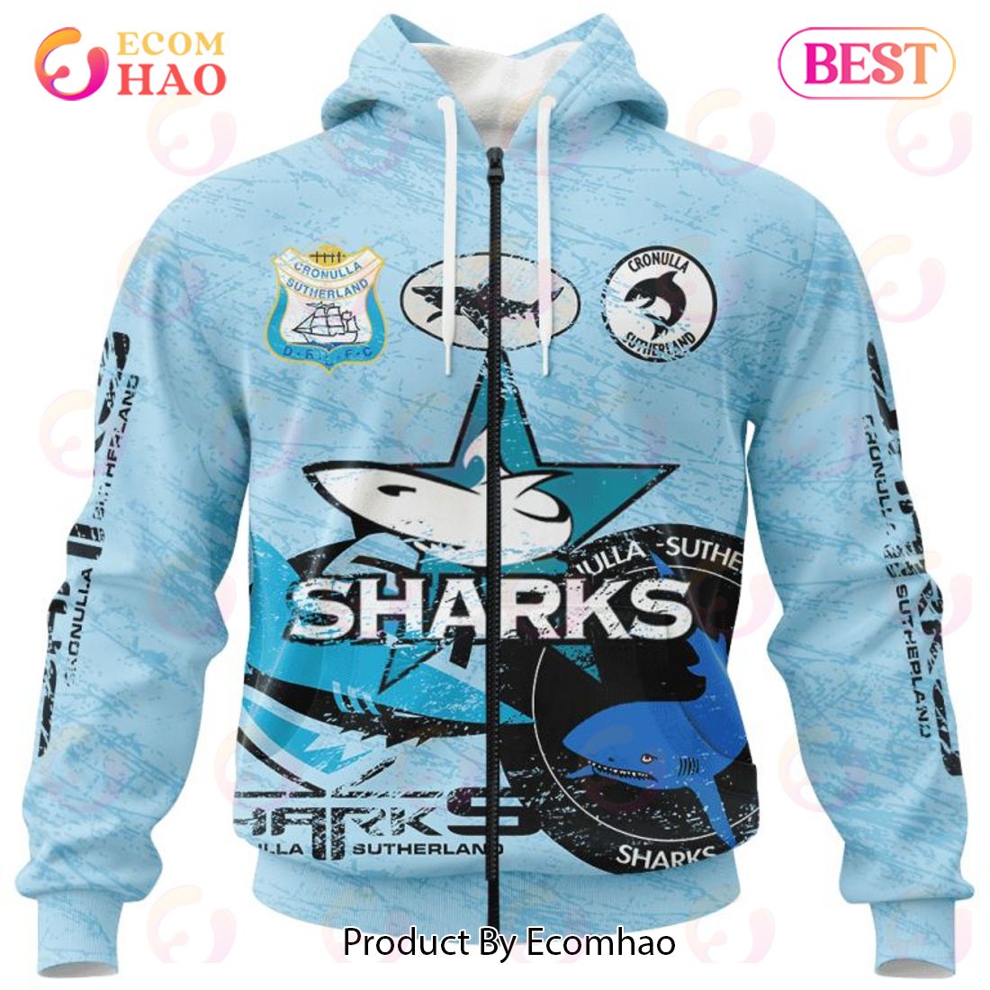 NRL Cronulla-Sutherland Sharks Special Retro Logo Design 3D Hoodie