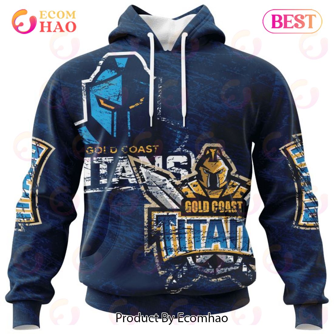 NRL Gold Coast Titans Special Retro Logo Design 3D Hoodie