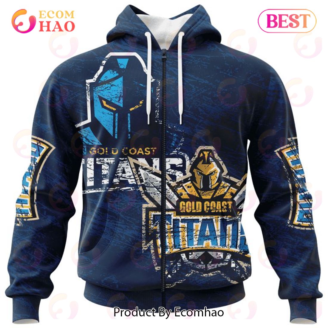 NRL Gold Coast Titans Special Retro Logo Design 3D Hoodie