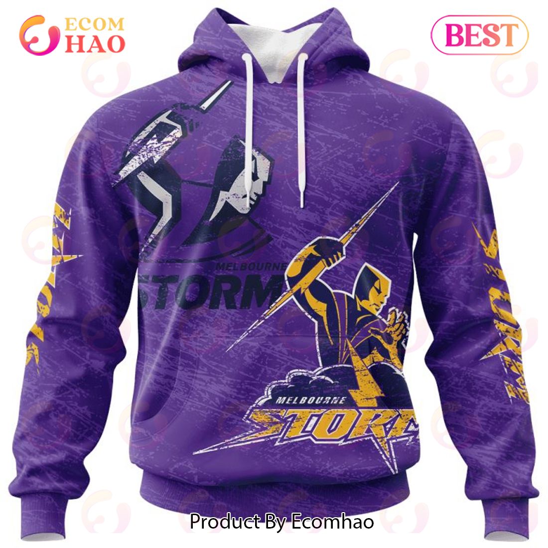 NRL Melbourne Storm Special Retro Logo Design 3D Hoodie