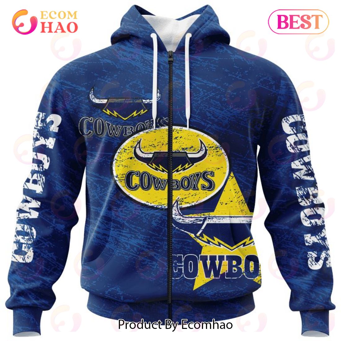 NRL North Queensland Cowboys Special Retro Logo Design 3D Hoodie