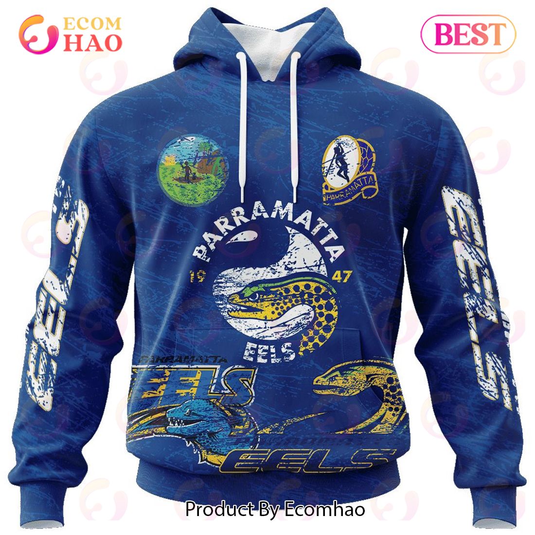 NRL Parramatta Eels Special Retro Logo Design 3D Hoodie