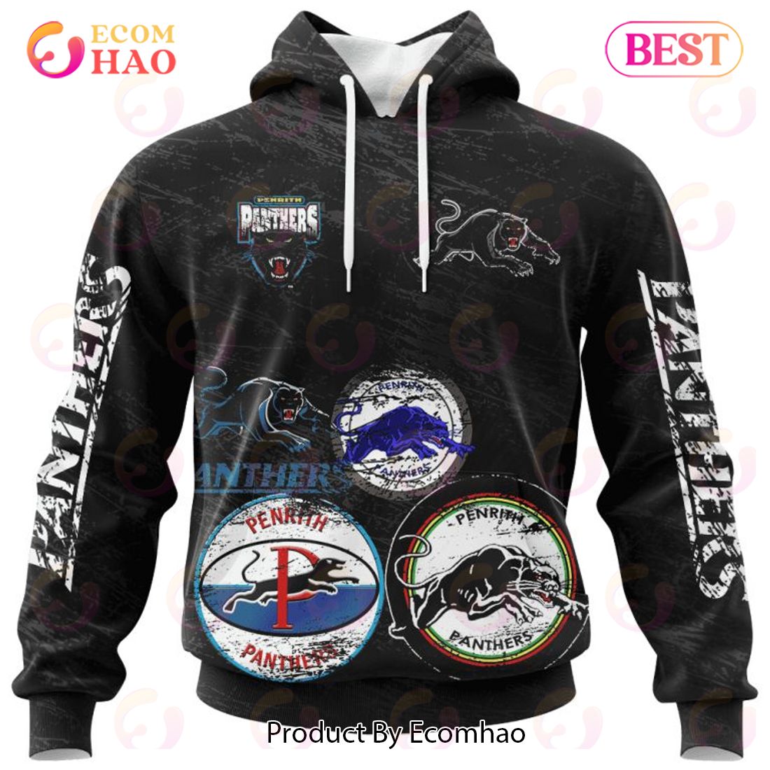 NRL Penrith Panthers Special Retro Logo Design 3D Hoodie