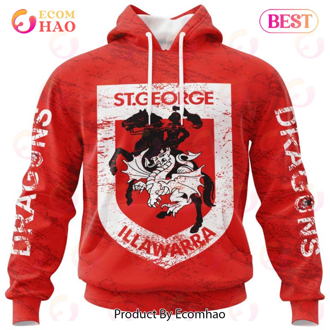 NRL St. George Illawarra Dragons Special Retro Logo Design 3D Hoodie