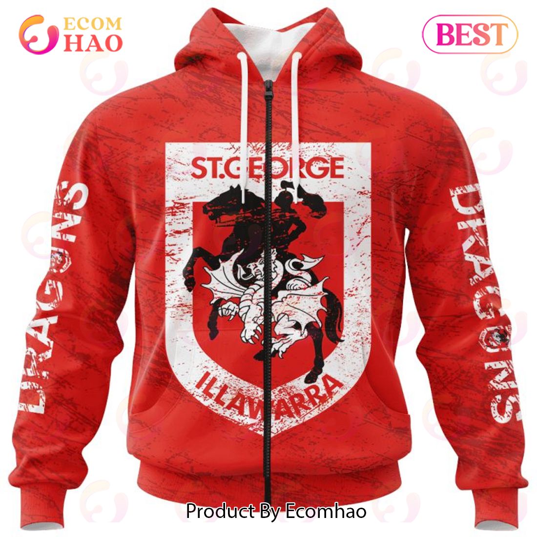 NRL St. George Illawarra Dragons Special Retro Logo Design 3D Hoodie