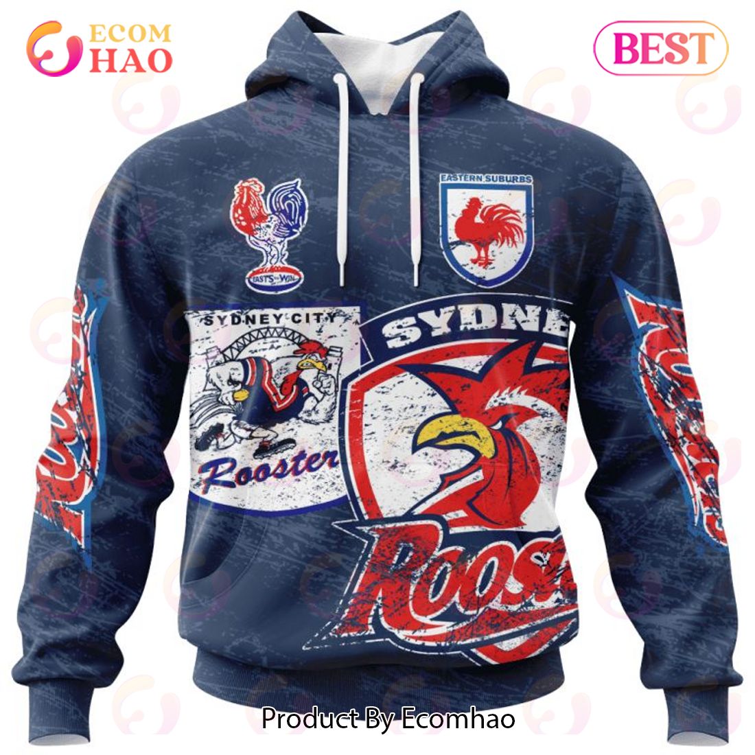 NRL Sydney Roosters Special Retro Logo Design 3D Hoodie