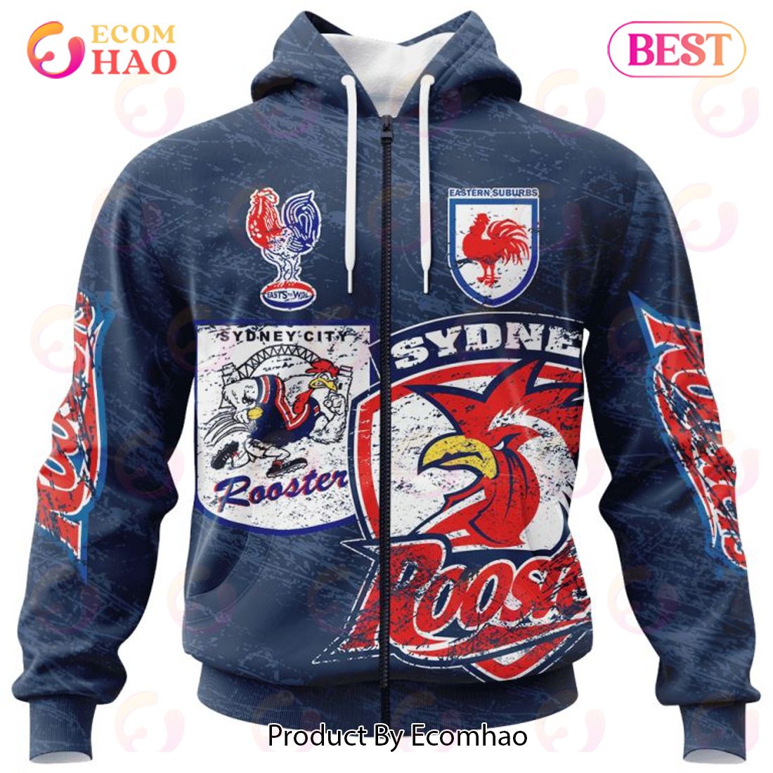 NRL Sydney Roosters Special Retro Logo Design 3D Hoodie