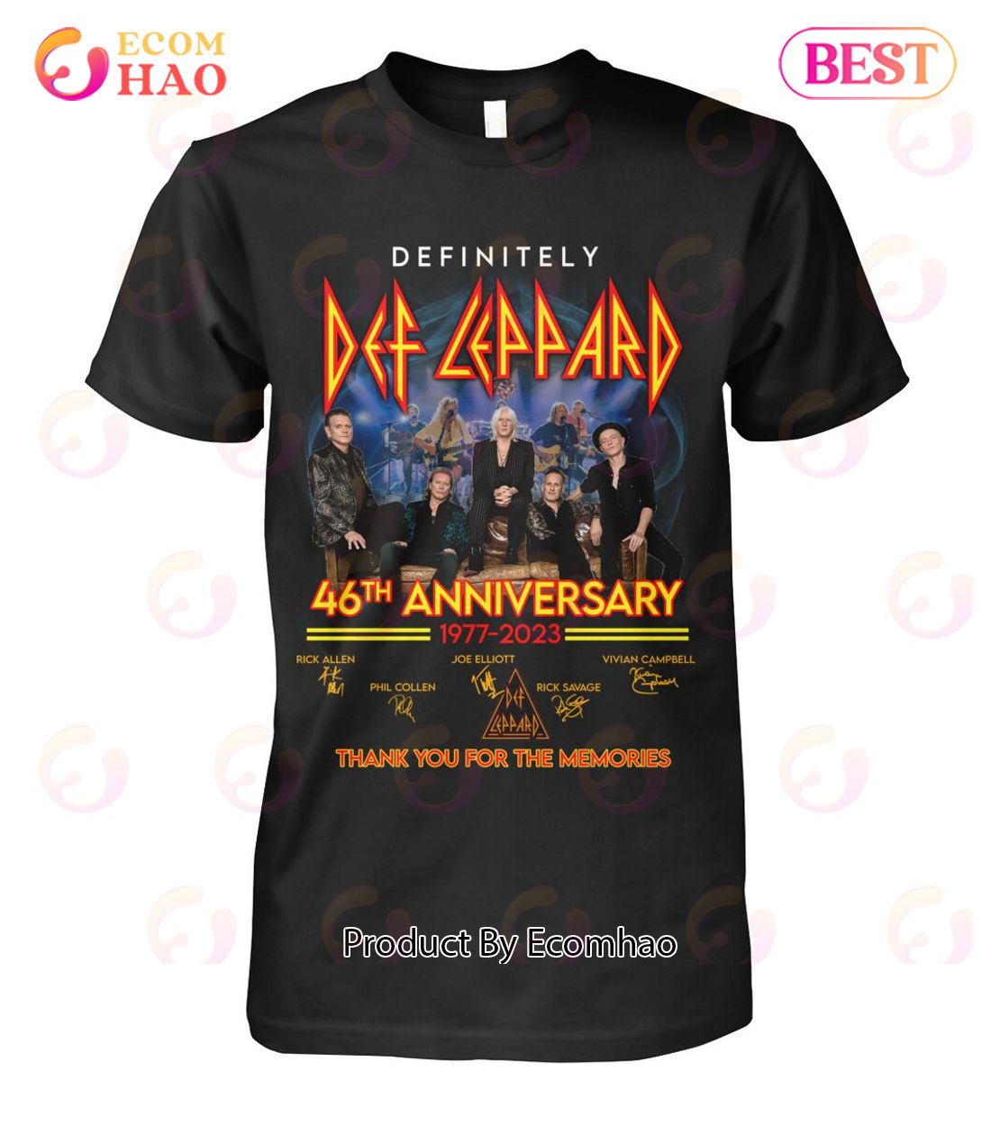 Definitely Def Leppard 46th Anniversary 1977 – 2023 Thank You For The Memories T-Shirt